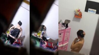 爬窗偷窥漂亮美眉光屁屁换衣服 皮肤白皙是贫乳 皮肤微黑是豪乳 你喜欢哪一个